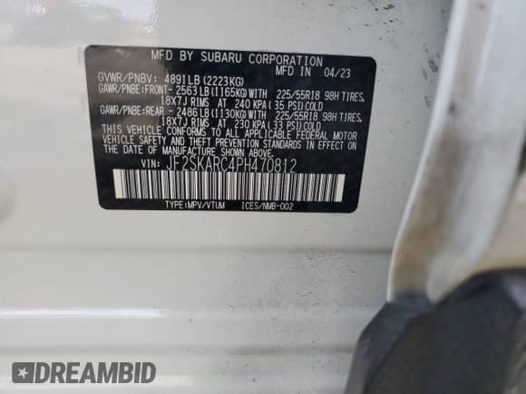 2023 Subaru Forester Touring z VIN JF2SKARC4PH470812, wystawiony jako Copart lot #82031845 z przebiegiem 37 962 mil mil oraz Szkoda całkowita • Salvage title. Historia ofert i sprzedaży dostępna na DreamBid. Obrazek 13.