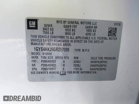 2016 Cadillac Escalade ESV Platinum с VIN 1GYS4KKJ6GR257095, выставлен на аукционе IAAI как лот 42335850 с пробегом 199 119 миль миль и . История ставок и продаж доступна на DreamBid. Изображение 9.