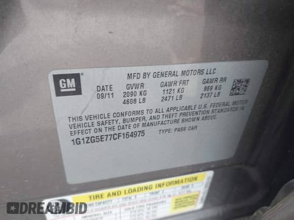 2012 Chevrolet Malibu LTZ z VIN 1G1ZG5E77CF164975, wystawiony jako IAAI lot #42513864 z przebiegiem 195 299 mil mil oraz . Historia ofert i sprzedaży dostępna na DreamBid. Obrazek 9.