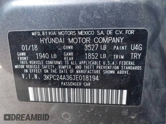 2018 Hyundai Accent SE with VIN 3KPC24A36JE018194, listed as a IAAI auction lot 42516007 with 82,403 mi miles and . Bid and sale history available at DreamBid. Image 9.