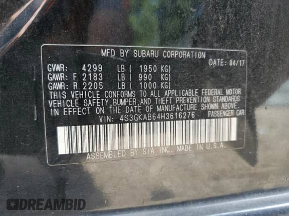 2017 Subaru Impreza Premium with VIN 4S3GKAB64H3616276, listed as a Copart auction lot 68702035 with 108,858 mi miles and Salvage title. Bid and sale history available at DreamBid. Image 13.