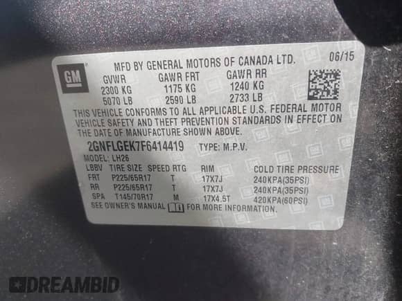 2015 Chevrolet Equinox LT с VIN 2GNFLGEK7F6414419, выставлен на аукционе IAAI как лот 43180551 с пробегом 193 321 миль миль и . История ставок и продаж доступна на DreamBid. Изображение 9.