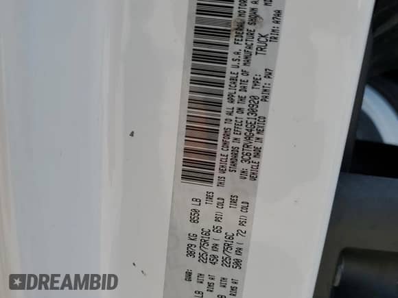 2016 Ram ProMaster Cargo with VIN 3C6TRVAG4GE130920, listed as a Copart auction lot 59109085 with 218,567 mi miles and Clean title. Bid and sale history available at DreamBid. Image 13.