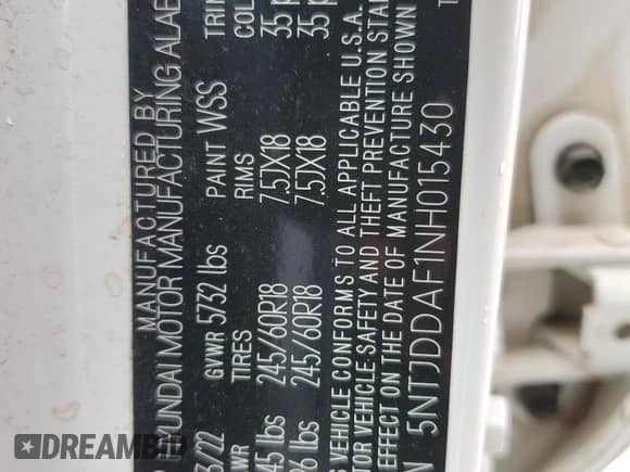 2022 Hyundai Santa Cruz SEL Premium с VIN 5NTJDDAF1NH015430, выставлен на аукционе Copart как лот 65461354 с пробегом 51 879 миль миль и Списание • Salvage title. История ставок и продаж доступна на DreamBid. Изображение 13.