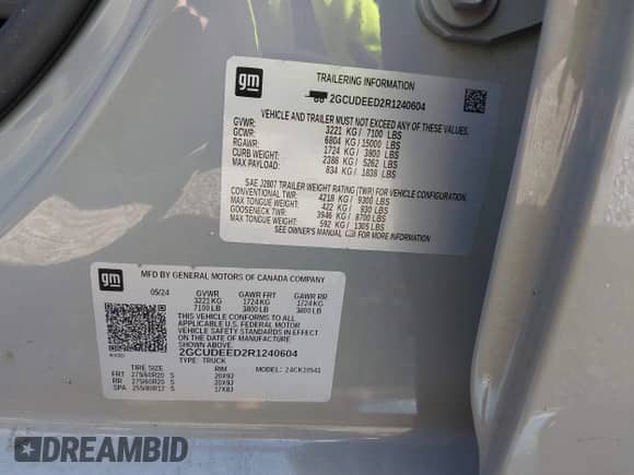 2024 Chevrolet Silverado 1500 RST with VIN 2GCUDEED2R1240604, listed as a IAAI auction lot 43225776 with 19,096 mi miles and . Bid and sale history available at DreamBid. Image 9.