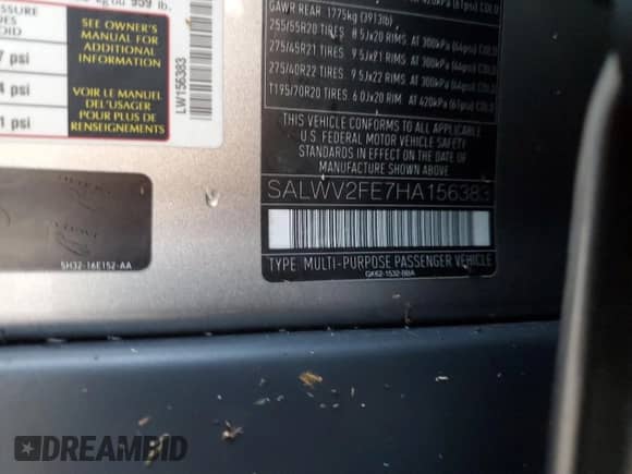 2017 Land Rover Range Rover Sport Autobiography с VIN SALWV2FE7HA156383, выставлен на аукционе Copart как лот 73878904 с пробегом 65 069 миль миль и На запчасти • Non repairable. История ставок и продаж доступна на DreamBid. Изображение 14.