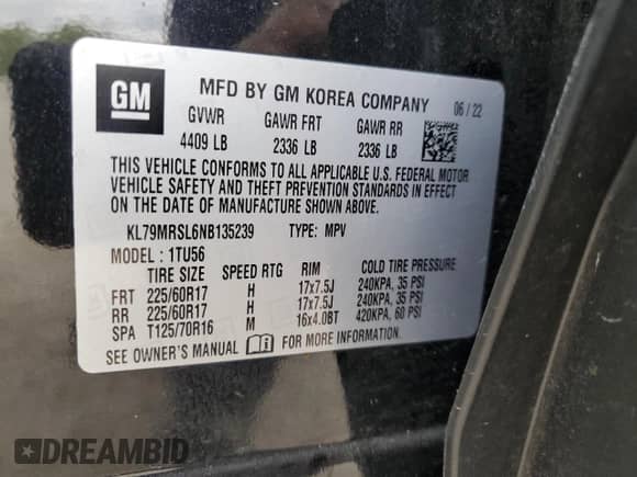 2022 Chevrolet TrailBlazer LT z VIN KL79MRSL6NB135239, wystawiony jako Copart lot #69642975 z przebiegiem 38 756 mil mil oraz Szkoda całkowita • Salvage title. Historia ofert i sprzedaży dostępna na DreamBid. Obrazek 14.