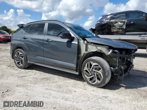 2024 Hyundai Kona N Line with VIN KM8HA3A32RU074872, listed as a Copart auction lot 80885505 with 12,311 mi miles and Salvage title. Bid and sale history available at DreamBid. Image 4.