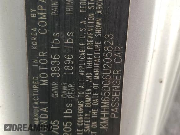 2006 Hyundai Tiburon GS z VIN KMHHM65D06U205823, wystawiony jako Copart lot #87125445 z przebiegiem 158 410 mil mil oraz Czysty tytuł • Clean title. Historia ofert i sprzedaży dostępna na DreamBid. Obrazek 12.