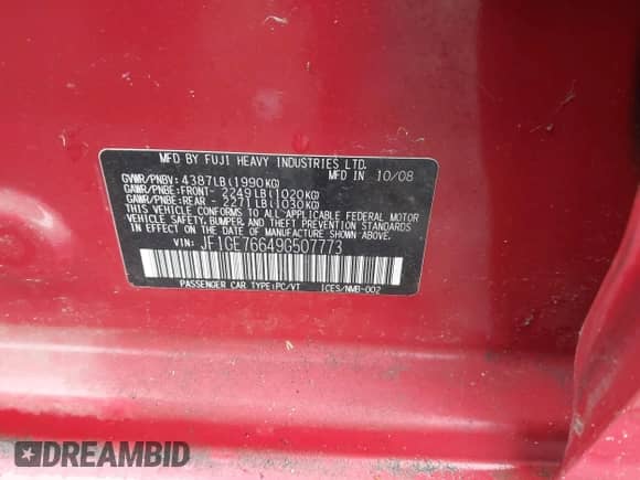 2009 Subaru WRX z VIN JF1GE76649G507773, wystawiony jako IAAI lot #43444469 z przebiegiem 76 204 mil mil oraz . Historia ofert i sprzedaży dostępna na DreamBid. Obrazek 9.