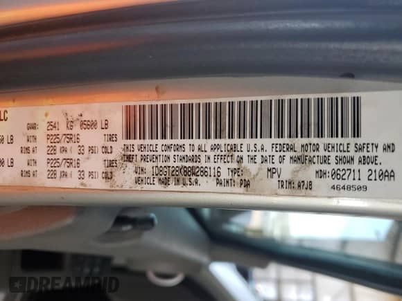 2008 Dodge Nitro SXT with VIN 1D8GT28K88W286116, listed as a Copart auction lot 56769675 with 211,006 mi miles and Salvage title. Bid and sale history available at DreamBid. Image 14.