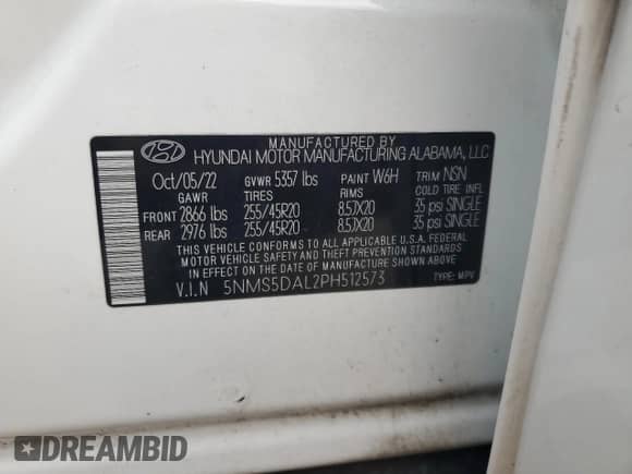 2023 Hyundai Santa Fe Calligraphy с VIN 5NMS5DAL2PH512573, выставлен на аукционе Copart как лот 86112165 с пробегом 113 746 миль миль и Чистый • Clean title. История ставок и продаж доступна на DreamBid. Изображение 13.