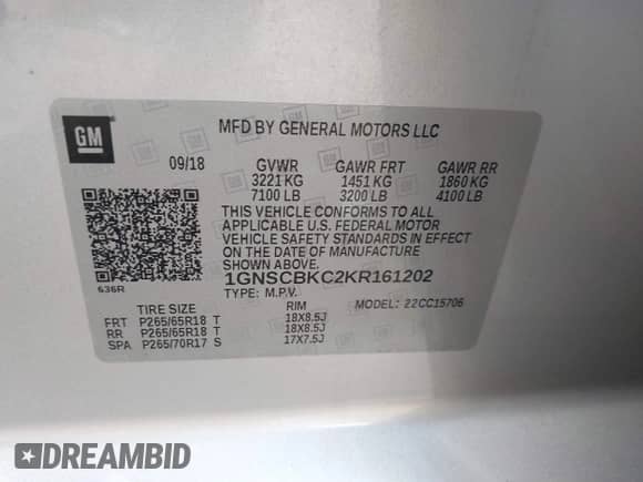 2019 Chevrolet Tahoe LT с VIN 1GNSCBKC2KR161202, выставлен на аукционе IAAI как лот 43248157 с пробегом 93 477 миль миль и . История ставок и продаж доступна на DreamBid. Изображение 9.