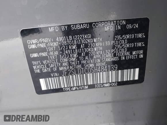 2025 Subaru Forester Touring z VIN JF2SLDTC0SH484139, wystawiony jako IAAI lot #43195165 z przebiegiem 22 293 mil mil oraz . Historia ofert i sprzedaży dostępna na DreamBid. Obrazek 9.