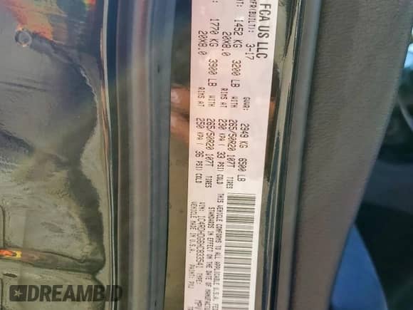 2017 Dodge Durango GT with VIN 1C4RDHDG6HC833541, listed as a Copart auction lot 81388845 with 126,611 mi miles and Salvage title. Bid and sale history available at DreamBid. Image 13.