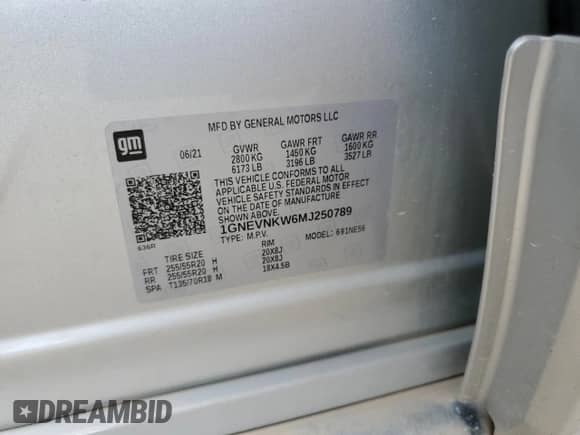 2021 Chevrolet Traverse High Country с VIN 1GNEVNKW6MJ250789, выставлен на аукционе Copart как лот 63576745 с пробегом 78 040 миль миль и Списание • Salvage title. История ставок и продаж доступна на DreamBid. Изображение 13.
