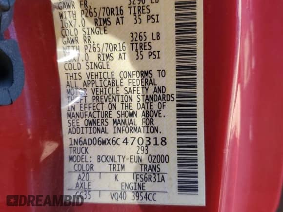 2006 Nissan Frontier SE с VIN 1N6AD06WX6C470318, выставлен на аукционе Copart как лот 74976994 с пробегом 102 512 миль миль и Списание • Salvage title. История ставок и продаж доступна на DreamBid. Изображение 12.