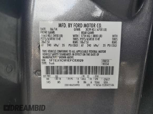 2014 Ford F-150 XL с VIN 1FTEX1CM1EFC53029, выставлен на аукционе Copart как лот 71321015 с пробегом 180 042 миль миль и Списание • Salvage title. История ставок и продаж доступна на DreamBid. Изображение 12.