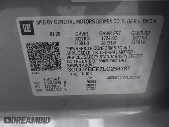 2020 Chevrolet Silverado 1500 Custom с VIN 3GCUYBEF7LG258387, выставлен на аукционе IAAI как лот 43386820 с пробегом 97 133 миль миль и . История ставок и продаж доступна на DreamBid. Изображение 9.