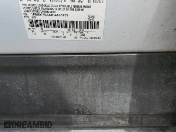 2019 Ford Explorer z VIN 1FM5K7B8XKGA93269, wystawiony jako Copart lot #60807475 z przebiegiem 120 775 mil mil oraz Szkoda całkowita • Salvage title. Historia ofert i sprzedaży dostępna na DreamBid. Obrazek 12.