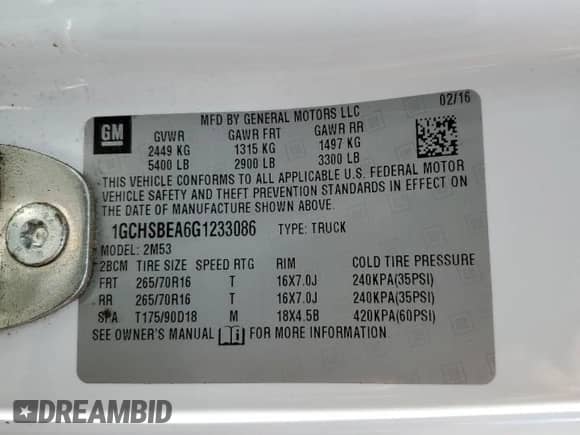 2016 Chevrolet Colorado 2WD WT z VIN 1GCHSBEA6G1233086, wystawiony jako Copart lot #57694625 z przebiegiem 125 805 mil mil oraz Szkoda całkowita • Salvage title. Historia ofert i sprzedaży dostępna na DreamBid. Obrazek 12.