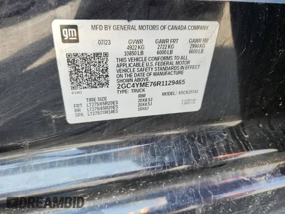 2024 Chevrolet Silverado 2500HD Custom с VIN 2GC4YME76R1129465, выставлен на аукционе Copart как лот 66596175 с пробегом Не указан миль и Списание • Salvage title. История ставок и продаж доступна на DreamBid. Изображение 12.