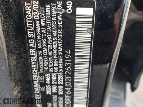 2002 Mercedes-Benz C 230/260/280/320 с VIN WDBRF64J02F263194, выставлен на аукционе Copart как лот 71306345 с пробегом Не указан миль и Списание • Salvage title. История ставок и продаж доступна на DreamBid. Изображение 13.