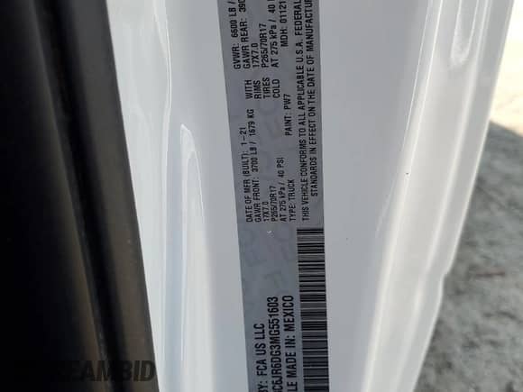 2021 Ram 1500 Tradesman с VIN 3C6JR6DG3MG551603, выставлен на аукционе Copart как лот 50325915 с пробегом 151 565 миль миль и Чистый • Clean title. История ставок и продаж доступна на DreamBid. Изображение 12.