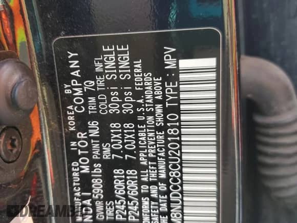 2012 Hyundai Veracruz Limited с VIN KM8NUDCC8CU201810, выставлен на аукционе Copart как лот 85728494 с пробегом 169 714 миль миль и Списание • Salvage title. История ставок и продаж доступна на DreamBid. Изображение 13.