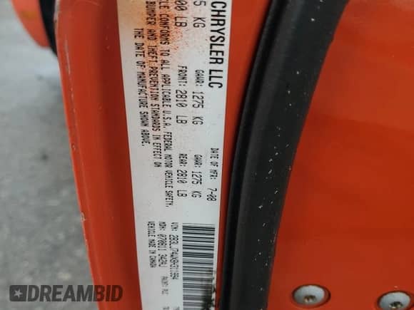 2008 Dodge Challenger SRT-8 z VIN 2B3LJ74WX8H311994, wystawiony jako Copart lot #56700215 z przebiegiem 65 742 mil mil oraz Szkoda całkowita • Salvage title. Historia ofert i sprzedaży dostępna na DreamBid. Obrazek 13.