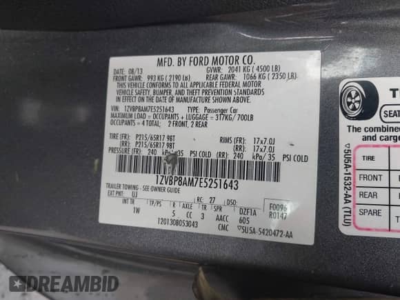 2014 Ford Mustang Premium с VIN 1ZVBP8AM7E5251643, выставлен на аукционе IAAI как лот 43345706 с пробегом 143 122 миль миль и . История ставок и продаж доступна на DreamBid. Изображение 9.