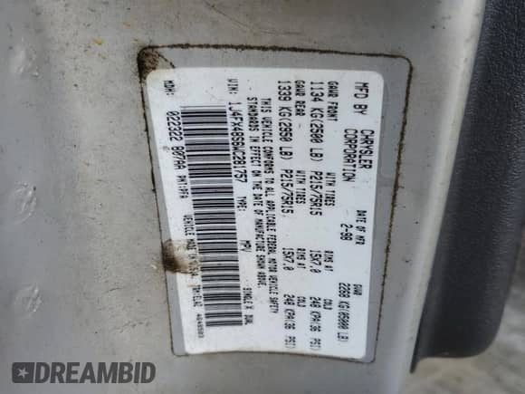 1998 Jeep Grand Cherokee с VIN 1J4FX48S6WC281757, выставлен на аукционе Copart как лот 67815185 с пробегом 201 858 миль миль и Списание • Salvage title. История ставок и продаж доступна на DreamBid. Изображение 13.