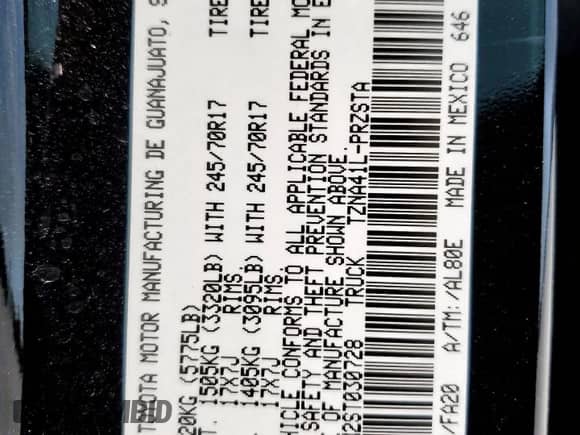 2025 Toyota Tacoma SR with VIN 3TYKD5HN2ST030728, listed as a Copart auction lot 81120525 with 5,345 mi miles and Salvage title. Bid and sale history available at DreamBid. Image 12.