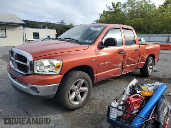 2007 Dodge 1500 SLT with VIN 1D7HU18287S268513, listed as a Copart auction lot 80183575 with 110,656 mi miles and Salvage title. Bid and sale history available at DreamBid. Image 1.
