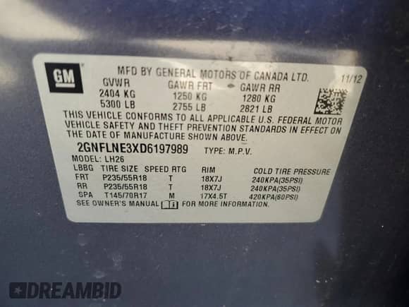 2013 Chevrolet Equinox LT z VIN 2GNFLNE3XD6197989, wystawiony jako Copart lot #71685205 z przebiegiem 120 620 mil mil oraz Czysty tytuł • Clean title. Historia ofert i sprzedaży dostępna na DreamBid. Obrazek 13.