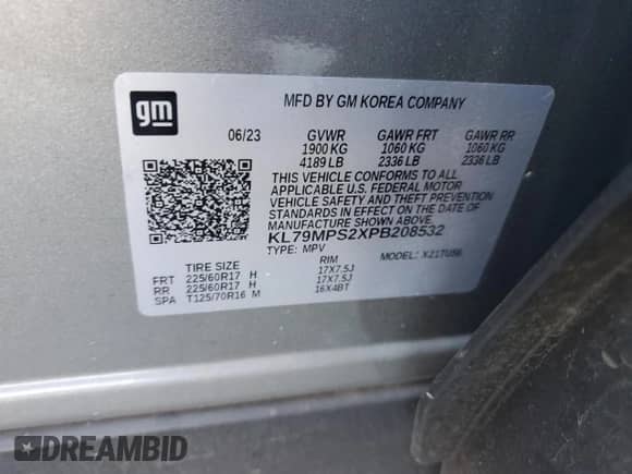 2023 Chevrolet TrailBlazer LT with VIN KL79MPS2XPB208532, listed as a Copart auction lot 80072235 with 25,194 mi miles and Salvage title. Bid and sale history available at DreamBid. Image 13.