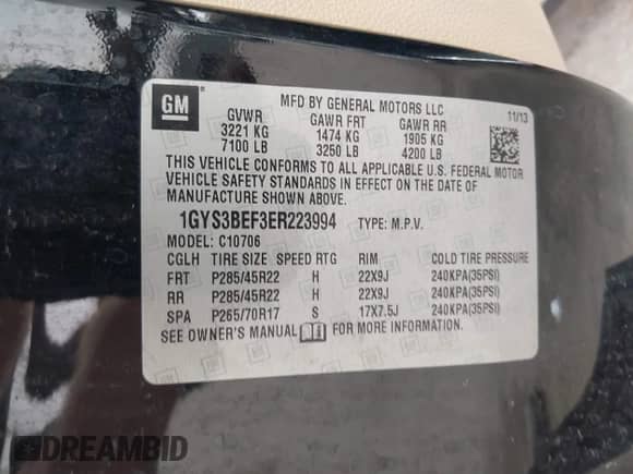 2014 Cadillac Escalade Luxury с VIN 1GYS3BEF3ER223994, выставлен на аукционе IAAI как лот 42250787 с пробегом 135 479 миль миль и . История ставок и продаж доступна на DreamBid. Изображение 9.