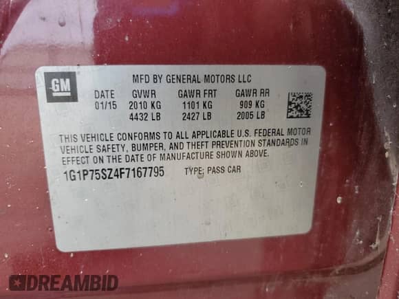 2015 Chevrolet Cruze Diesel z VIN 1G1P75SZ4F7167795, wystawiony jako Copart lot #70505425 z przebiegiem 133 620 mil mil oraz Czysty tytuł • Clean title. Historia ofert i sprzedaży dostępna na DreamBid. Obrazek 13.