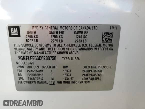 2012 Chevrolet Equinox LTZ z VIN 2GNFLFE53C6208756, wystawiony jako Copart lot #70690715 z przebiegiem 109 459 mil mil oraz Szkoda całkowita • Salvage title. Historia ofert i sprzedaży dostępna na DreamBid. Obrazek 13.
