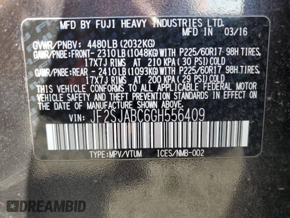 2016 Subaru Forester 2.5i z VIN JF2SJABC6GH556409, wystawiony jako Copart lot #81441775 z przebiegiem 84 122 mil mil oraz Szkoda całkowita • Salvage title. Historia ofert i sprzedaży dostępna na DreamBid. Obrazek 13.