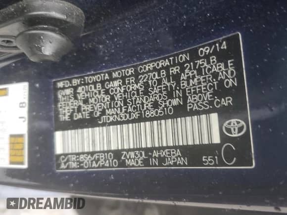 2015 Toyota Prius Four z VIN JTDKN3DUXF1880510, wystawiony jako Copart lot #71472355 z przebiegiem 196 253 mil mil oraz Czysty tytuł • Clean title. Historia ofert i sprzedaży dostępna na DreamBid. Obrazek 12.