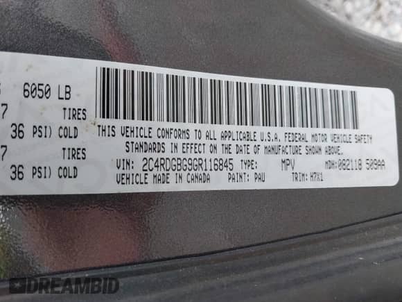 2016 Dodge Grand Caravan SE Plus with VIN 2C4RDGBG9GR116845, listed as a IAAI auction lot 42272017 with 102,420 mi miles and . Bid and sale history available at DreamBid. Image 9.
