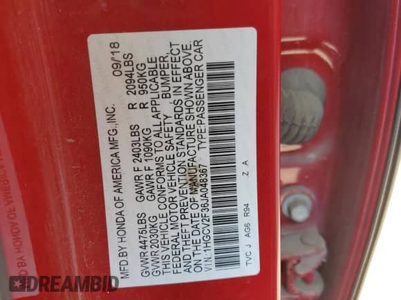 2018 Honda Accord Sport z VIN 1HGCV2F36JA048367, wystawiony jako Copart lot #80604125 z przebiegiem 111 751 mil mil oraz Czysty tytuł • Clean title. Historia ofert i sprzedaży dostępna na DreamBid. Obrazek 13.