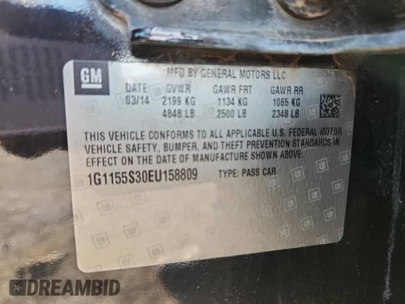 2014 Chevrolet Impala LTZ с VIN 1G1155S30EU158809, выставлен на аукционе Copart как лот 82475535 с пробегом 201 400 миль миль и Списание • Salvage title. История ставок и продаж доступна на DreamBid. Изображение 12.