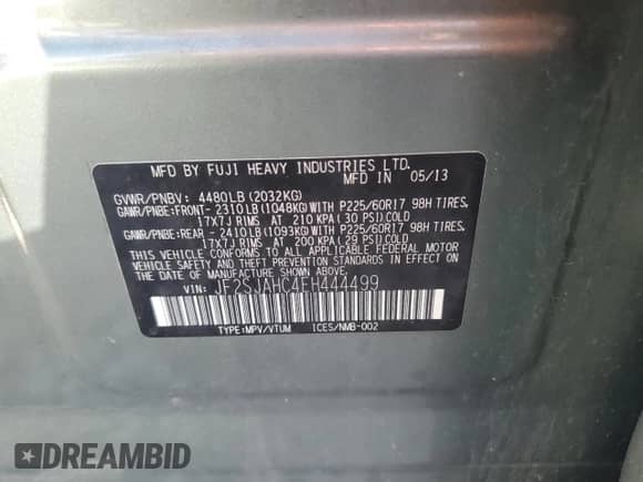 2014 Subaru Forester Limited z VIN JF2SJAHC4EH444499, wystawiony jako Copart lot #86296655 z przebiegiem 114 342 mil mil oraz Szkoda całkowita • Salvage title. Historia ofert i sprzedaży dostępna na DreamBid. Obrazek 13.