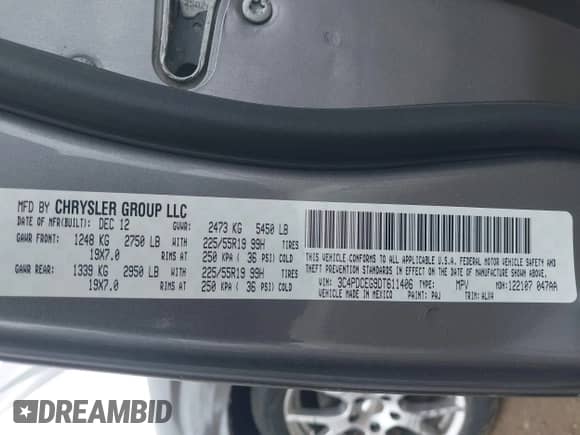 2013 Dodge Journey R/T z VIN 3C4PDCEG9DT611406, wystawiony jako IAAI lot #42443558 z przebiegiem 149 437 mil mil oraz . Historia ofert i sprzedaży dostępna na DreamBid. Obrazek 9.