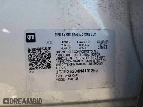 2022 Chevrolet Bolt EV 2LT with VIN 1G1FX6S04N4101265, listed as a Copart auction lot 64654885 with 62,395 mi miles and Salvage title. Bid and sale history available at DreamBid. Image 12.