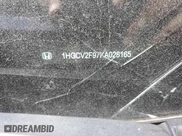 2019 Honda Accord Touring with VIN 1HGCV2F97KA028165, listed as a Copart auction lot 63087315 with Not provided miles and Salvage title. Bid and sale history available at DreamBid. Image 13.