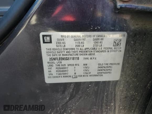 2016 Chevrolet Equinox LS with VIN 2GNFLEEK6G6118118, listed as a Copart auction lot 84209165 with 176,636 mi miles and Salvage title. Bid and sale history available at DreamBid. Image 13.