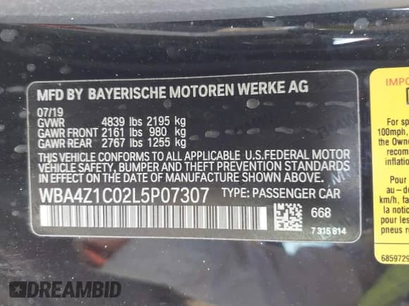2020 BMW 4 Series 430i z VIN WBA4Z1C02L5P07307, wystawiony jako IAAI lot #41658758 z przebiegiem 64 864 mil mil oraz . Historia ofert i sprzedaży dostępna na DreamBid. Obrazek 9.